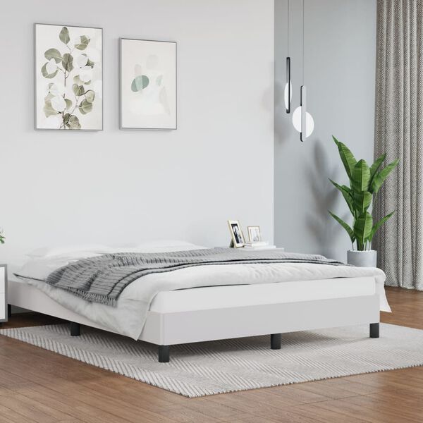 vidaXL Estructura de cama sin colchón cuero sintético blanco 140x200cm