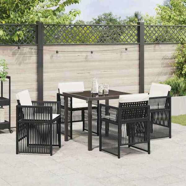 vidaXL Conjunto de Comedor de Jardín 5 pcs Negro Poliratán