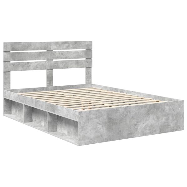 vidaXL Estructura de cama Concreto 140 x 190 cm Madera de pino macizo