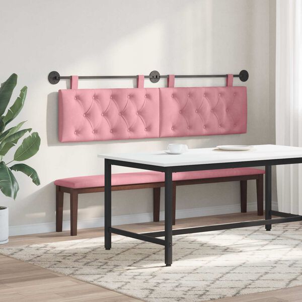 vidaXL Cabecera Colgante Rosa 170 x 55 x 7 cm Terciopelo