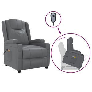 vidaXL Sill&oacute;n elevable de cuero sint&eacute;tico gris antracita