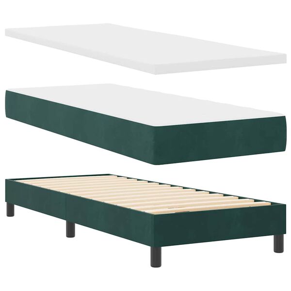 vidaXL Cama tipo Box Spring Verde oscuro 200 x 80 cm Terciopelo