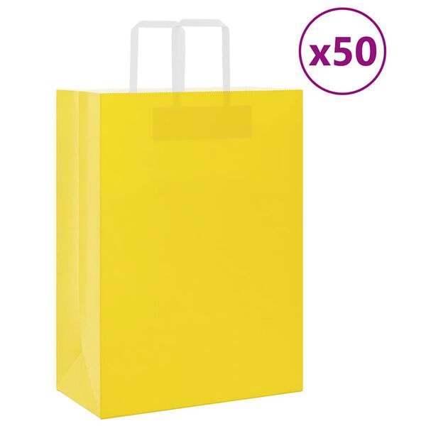 vidaXL Bolsas de papel con asas 50 uds amarillas 32x17x44 cm