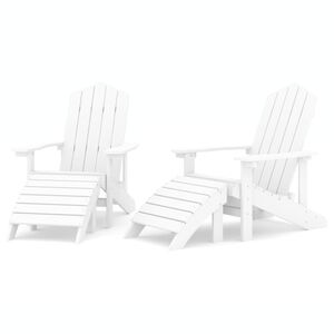 vidaXL Sillas de jard&iacute;n Adirondack 2 uds con reposapi&eacute;s HDPE blanco
