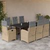 vidaXL Set comedor de jard&iacute;n 9 pzas con cojines rat&aacute;n sint&eacute;tico beige