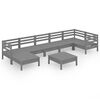 vidaXL Juego de muebles de jard&iacute;n 8 piezas madera maciza de pino gris