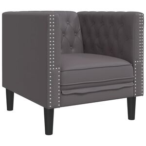 vidaXL Sill&oacute;n Chesterfield de cuero artificial gris