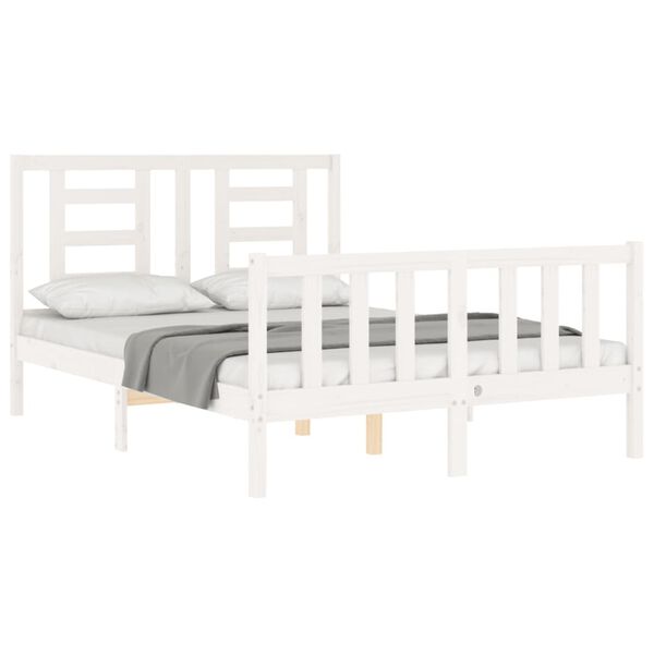 vidaXL Estructura de cama sin colch&oacute;n madera de pino blanca 140x190 cm