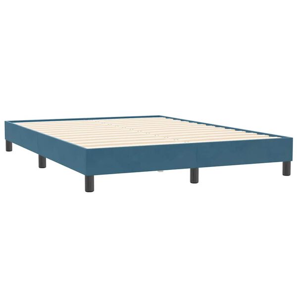 vidaXL Cama box spring sin colch&oacute;n terciopelo azul oscuro 140x210 cm