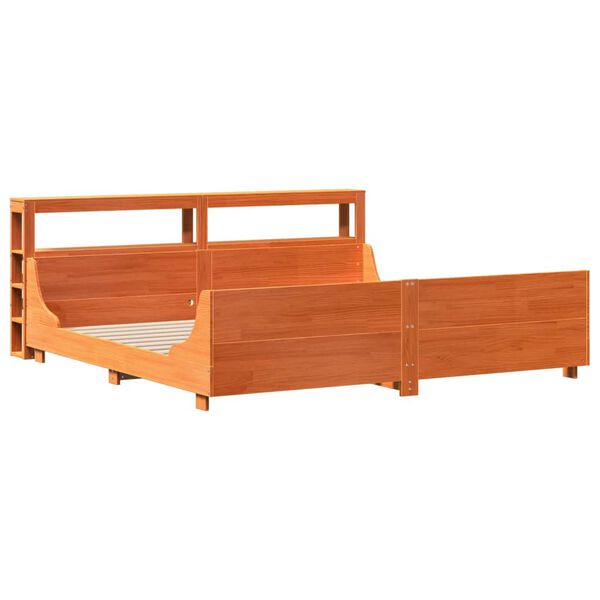 vidaXL Cama sin colch&oacute;n madera maciza de pino marr&oacute;n cera 200x200 cm