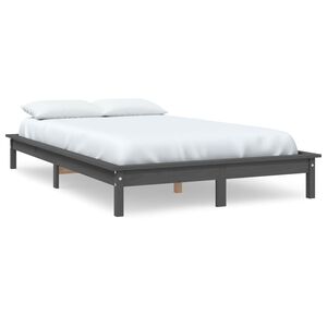 vidaXL Estructura de cama de madera maciza de pino gris 200x200 cm