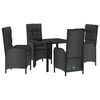 vidaXL Conjunto de Comedor de Jard&iacute;n 5 pcs Negro rat&aacute;n sint&eacute;tico