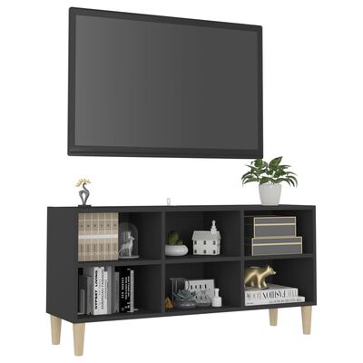 vidaXL Mueble de TV patas madera maciza gris 103,5x30x50 cm