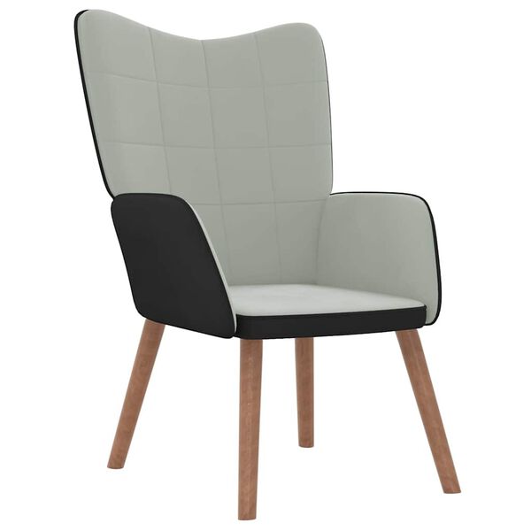 vidaXL Silla de relajaci&oacute;n terciopelo gris claro y PVC