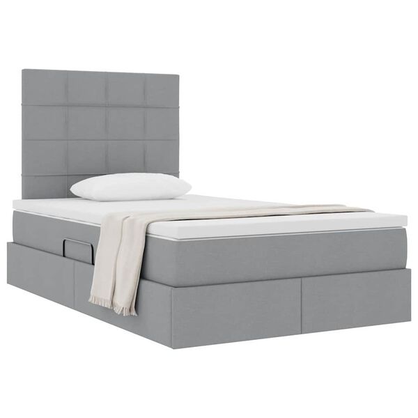 vidaXL Cama con almacenamiento y colch&oacute;n Gris Claro 120 x 190 cm tela