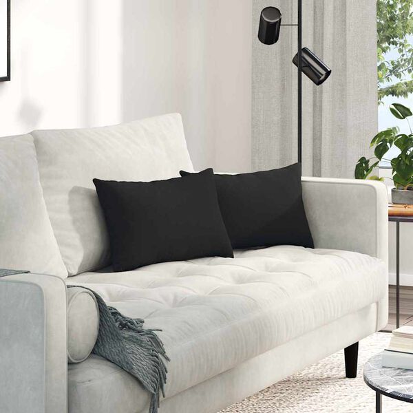 vidaXL Cojines de sofá 2 pcs Negro 50 x 30 cm tela