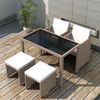 vidaXL Set comedor de jard&iacute;n 5 piezas y cojines rat&aacute;n sint&eacute;tico beige