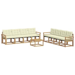 vidaXL Conjunto de sof&aacute;s de exterior con coj&iacute;n 9 pcs Blanco y Crema
