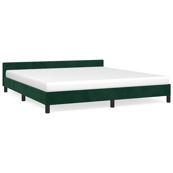 vidaXL Estructura cama sin colch&oacute;n terciopelo verde oscuro 180x200 cm