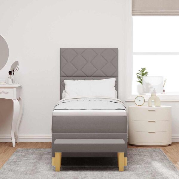 vidaXL Cama tipo Box Spring con colch&oacute;n Taup&eacute; 80 x 200 cm tela