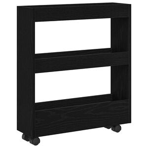 vidaXL Carro de Almacenamiento Estrecho Roble Negro 60 x 18 x 70 cm