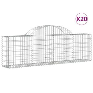 vidaXL Cestas de gaviones 20 uds forma de arco hierro 200x30x60/80 cm
