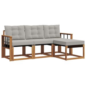 vidaXL Conjunto de sof&aacute;s de exterior 4 pcs Gris Natural y Claro