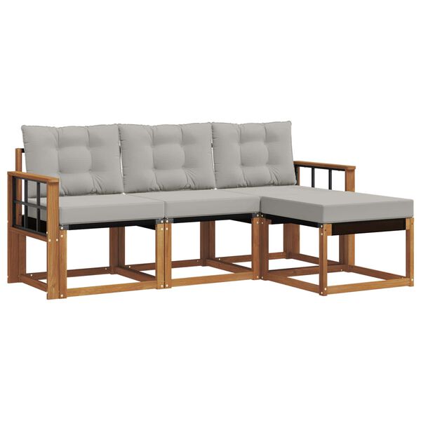 vidaXL Conjunto de sof&aacute;s de exterior 4 pcs Gris Natural y Claro