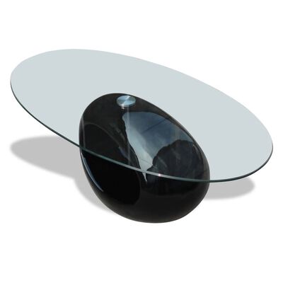 vidaXL Mesa de centro superficie ovalada de vidrio negro brillante