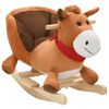 vidaXL Caballo balanc&iacute;n de peluche con respaldo marr&oacute;n 60x32x50 cm
