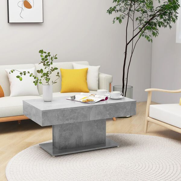 vidaXL Mesa de centro madera contrachapada gris hormigón 96x50x45 cm