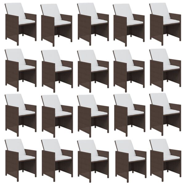 vidaXL Juego comedor jard&iacute;n 21 pzas con cojines rat&aacute;n sint&eacute;tico marr&oacute;n