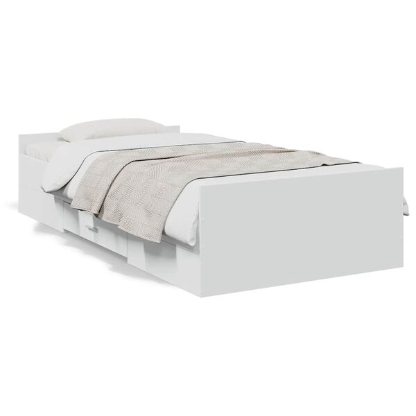 vidaXL Cama con cajones madera de ingenier&iacute;a blanca 75x190 cm