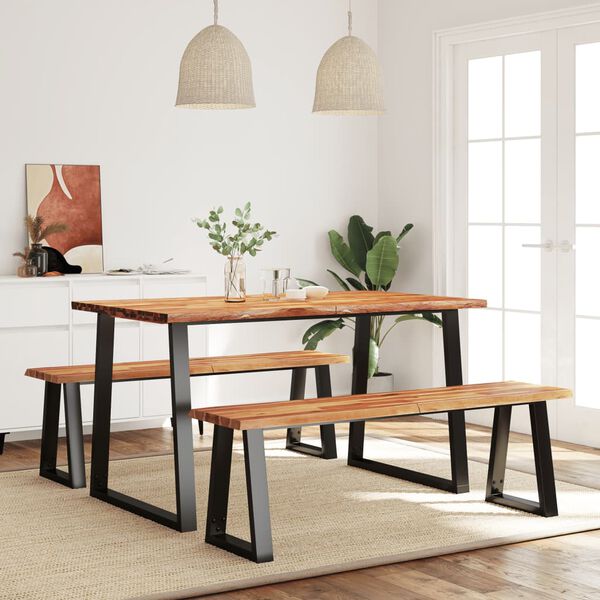 vidaXL Juego de comedor con borde vivo 3 piezas madera maciza acacia