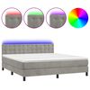 vidaXL Cama box spring colch&oacute;n y LED terciopelo gris claro 180x200 cm