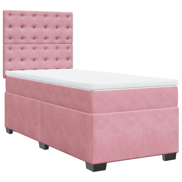 vidaXL Cama box spring con colch&oacute;n terciopelo rosa 90x190 cm