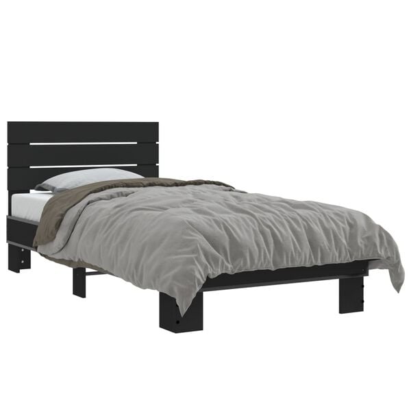 vidaXL Estructura de cama madera de ingenier&iacute;a y metal negra 75x190 cm