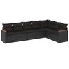 vidaXL Set de comedor de jard&iacute;n 7 pzas y cojines rat&aacute;n sint&eacute;tico negro