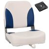 vidaXL Asiento plegable para barco 1 juego con coj&iacute;n blanco y azul