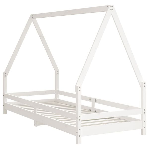 vidaXL Estructura de cama para ni&ntilde;os madera de pino blanco 90x200 cm