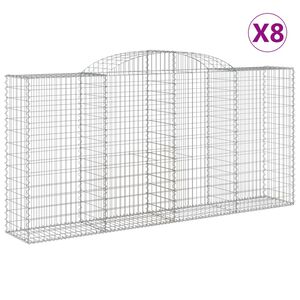 vidaXL Cestas de gaviones 8 uds forma de arco hierro 300x50x140/160 cm