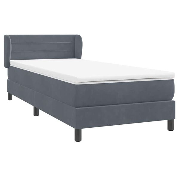 vidaXL Cama box spring con colch&oacute;n terciopelo gris oscuro 80x220 cm