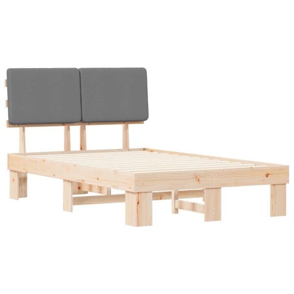 vidaXL Estructura de Cama con Cabecera Tapizada Gris Claro