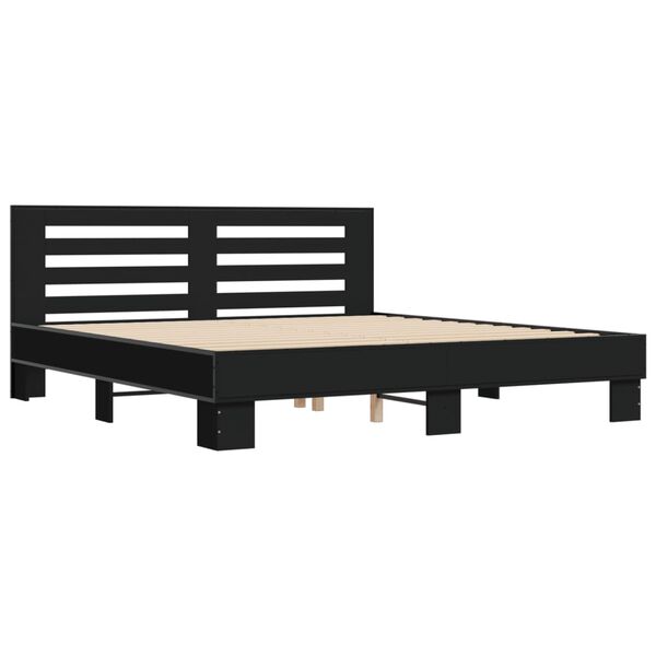 vidaXL Estructura de cama madera de ingenier&iacute;a y metal negro 200x200cm