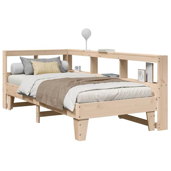 vidaXL Cama con estanter&iacute;a sin colch&oacute;n madera maciza de pino 100x200cm