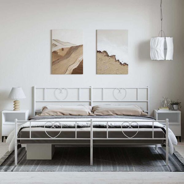 vidaXL Estructura cama sin colch&oacute;n con estribo metal blanco 193x203 cm