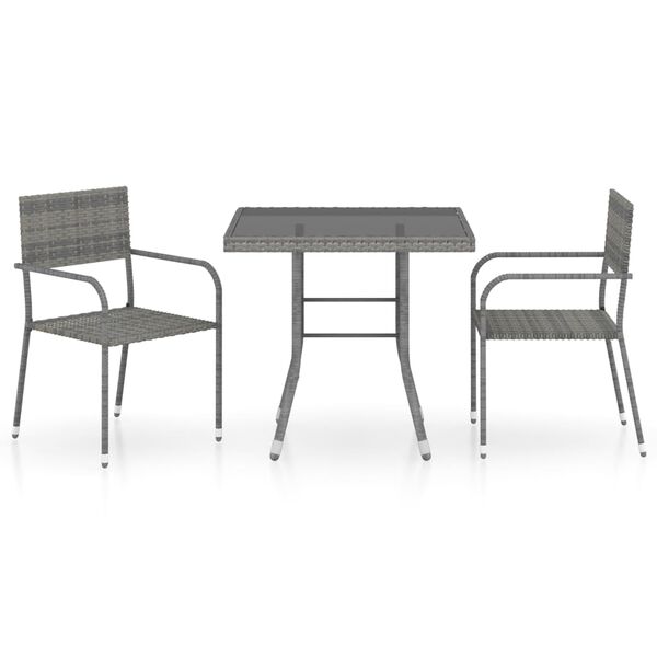 vidaXL Set comedor jard&iacute;n 3 pzas rat&aacute;n sint&eacute;tico gris antracita y gris