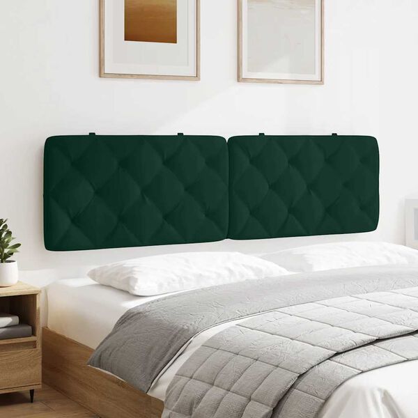 vidaXL Cabecero de cama acolchado terciopelo verde oscuro 180 cm