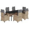 vidaXL Set comedor de jard&iacute;n 7 pzas con cojines rat&aacute;n sint&eacute;tico beige