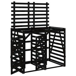 vidaXL Cobertizo doble para cubos de basura madera maciza pino negro